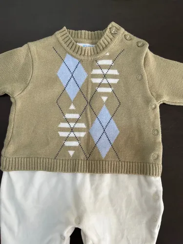 Macacão Bebê Tricot com Detalhes para recém nascido 