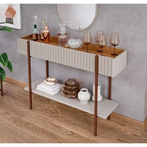 Aparador Lira Cimol OffWhite/Nature - Entrega Rápida! 