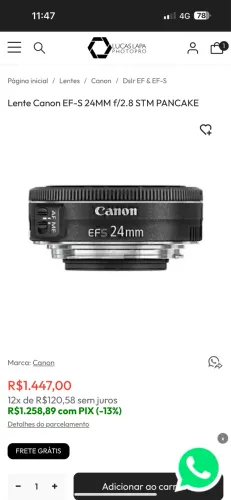 Lente 24 mm canon 