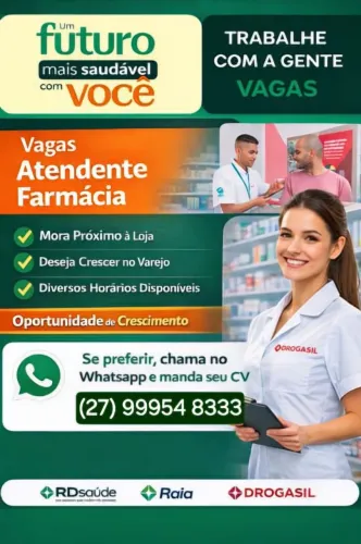 Vaga atendente de Farmácia