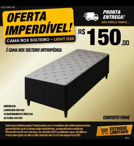 Cama Box Solteiro Ortopédica D20 Light
