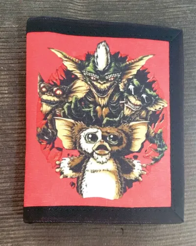 Carteira com velcro games antigos retrô Gremlins Gizmo estilo anos 80 e 90