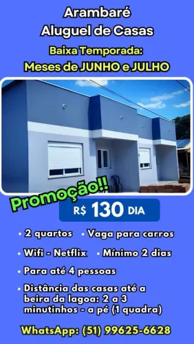 Aluguel casas praia de Arambaré!