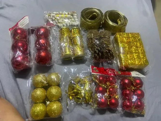 Kit de decoração natalina - Vermelho e Dourado