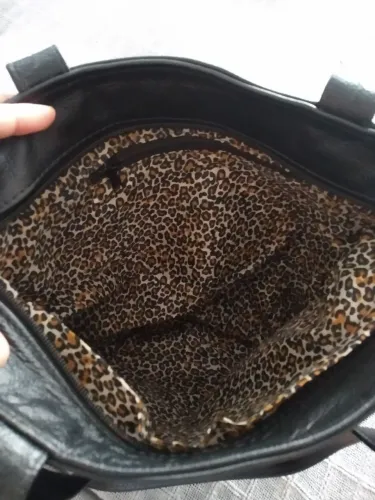 Bolsa em couro legítimo preto nova importada grande