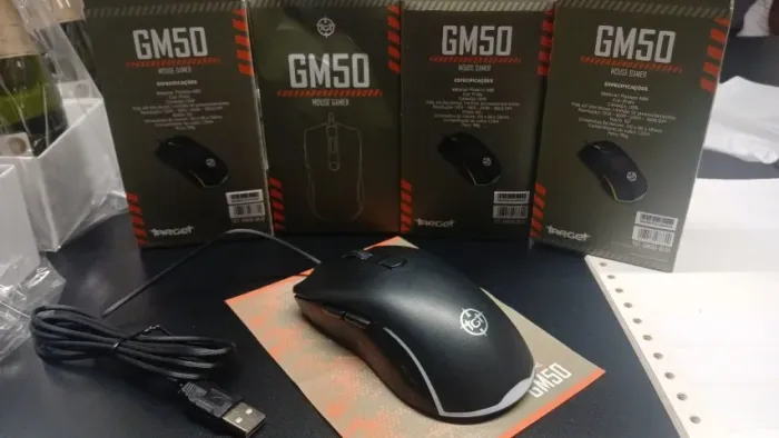 Mouse GM50 TGT 6 botões RGB 3600 DPI. Novo lacrado na caixa.