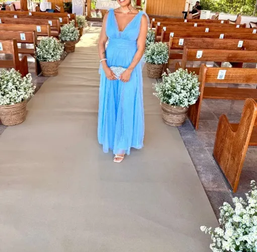 Vestido de festa azul serenity