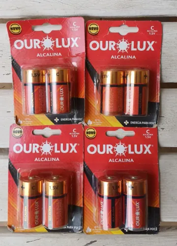 Pilhas alcalina ourolux 1.5v. 4 cartelas com 2.