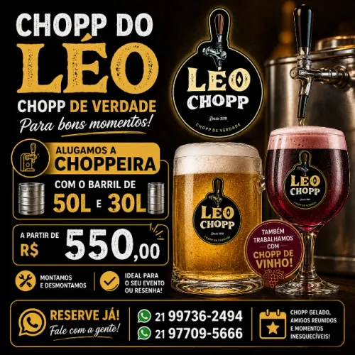 Aluguel de chopeira + 50 litros de chopp pilsen ou vinho