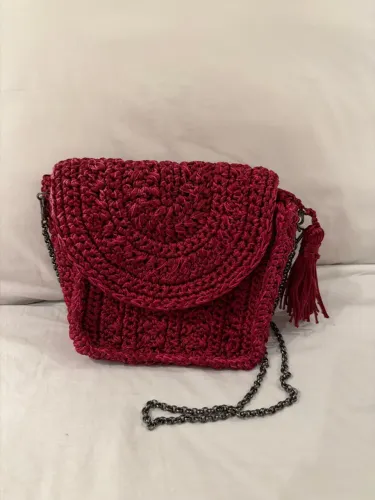 Bolsa de crochê vinho