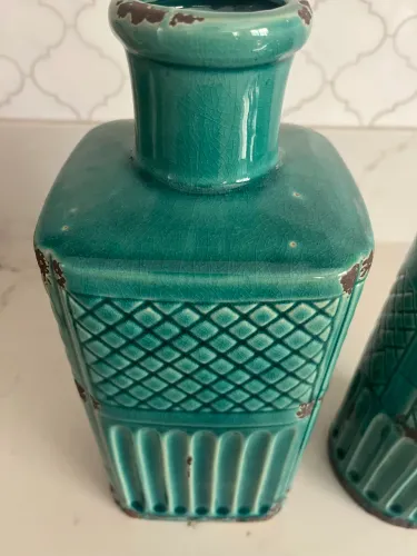 Conjunto vaso em cerâmica 
