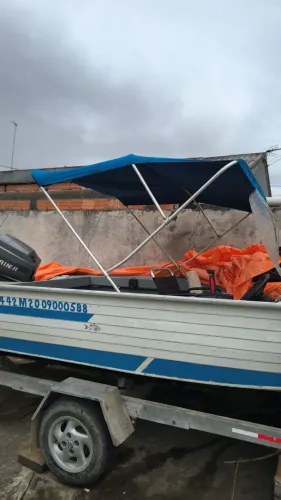 Lancha com motor 16 pés com carreta completa