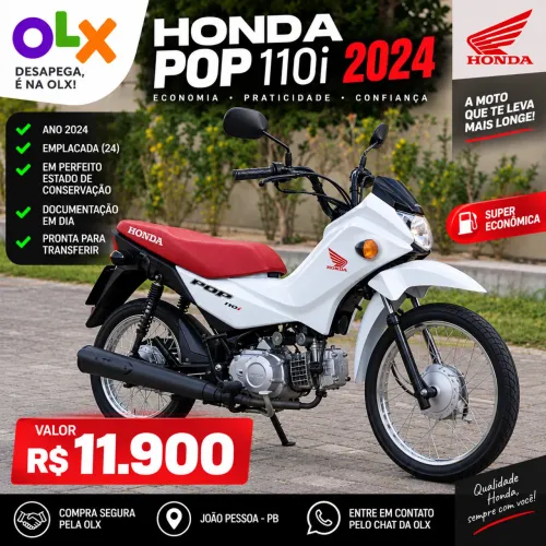 HONDA POP 110i 2024 EMPLACADA EM PERFEITO ESTADO 