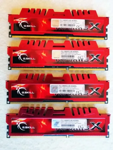 Memória RAM p/ PC - G. SKILL RIPJAWS X - lote de 4 pentes de DDR3 1600, 4 Gigas cada pente