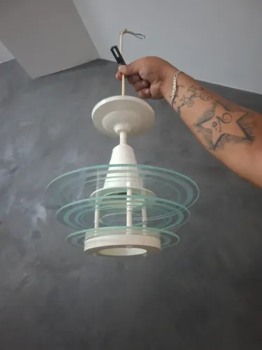 Luminária Lustre Pendente Vidro Redondo Sala Quarto Cozinha Branco