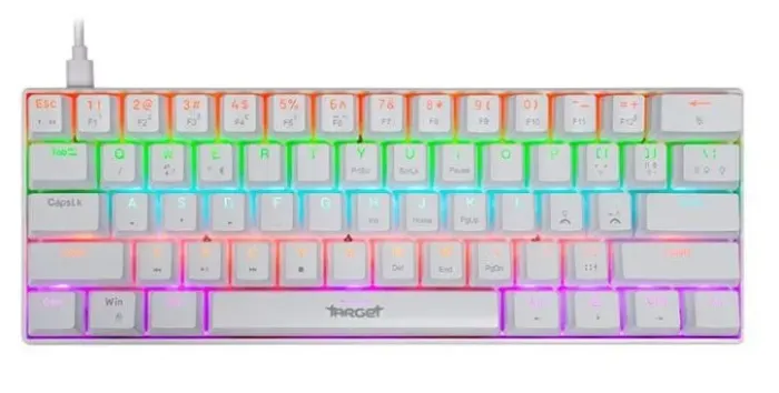 Teclado Mecanico Gamer TGT Sherman Compacto, Rainbow, ABNT2, Switch Huano Azul, Branco