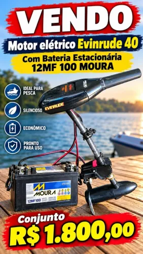 Motor elétrico Evinrude 40 + bateria Moura