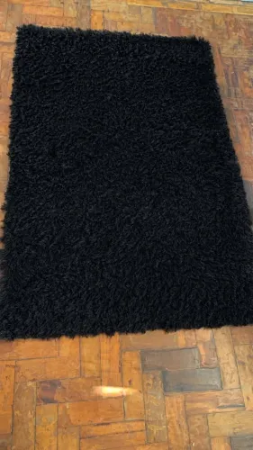Tapete Felpudo 1,50x1,00 Sala Quarto Peludo Macio Preto BARBADA