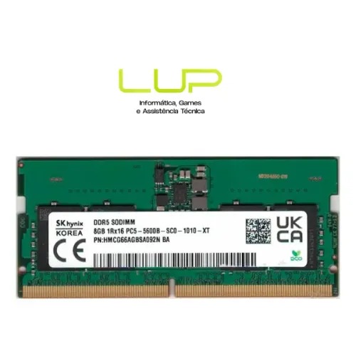 (LOJA FÍSICA) Memória DDR5 5600MHz SODIMM SK Hynix Para Notebook, 8GB
