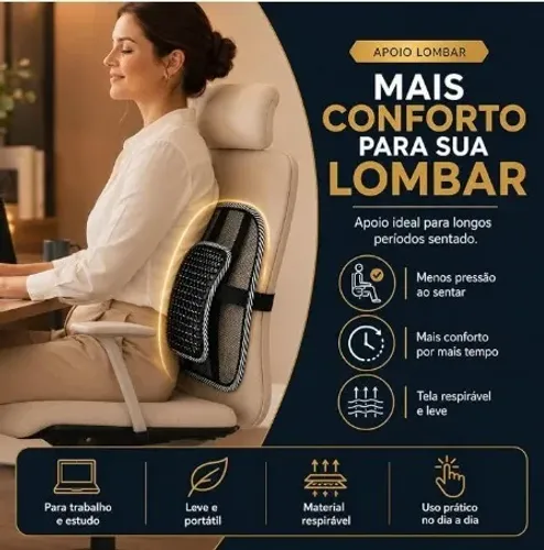 Suporte Lombar Ergonômico para Cadeira e Carro - Alívio Imediato