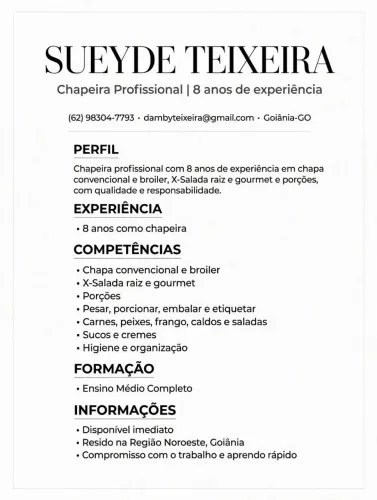 chapeira profissional disponível