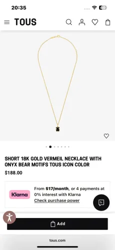 Colar TOUS original prata 925 com banho espesso de ouro 18K