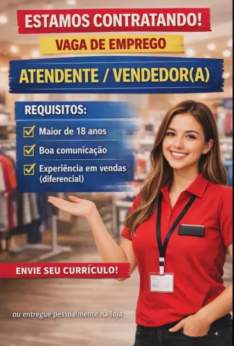 Vaga de emprego atendente /vendedor