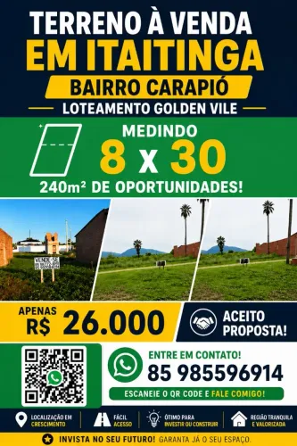 Ótimo terreno itaitinga Aceito proposta