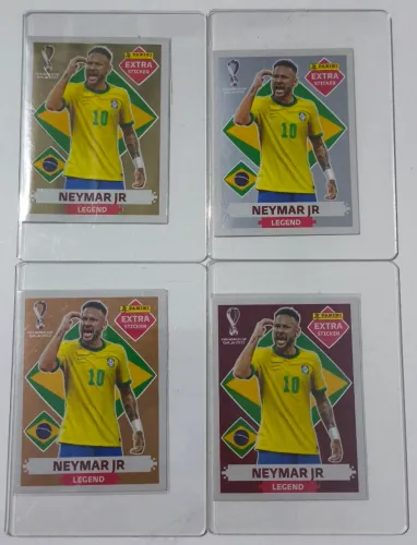 As 4 legends do Neymar, originais Panini, ouro, prata bronze e bordô.