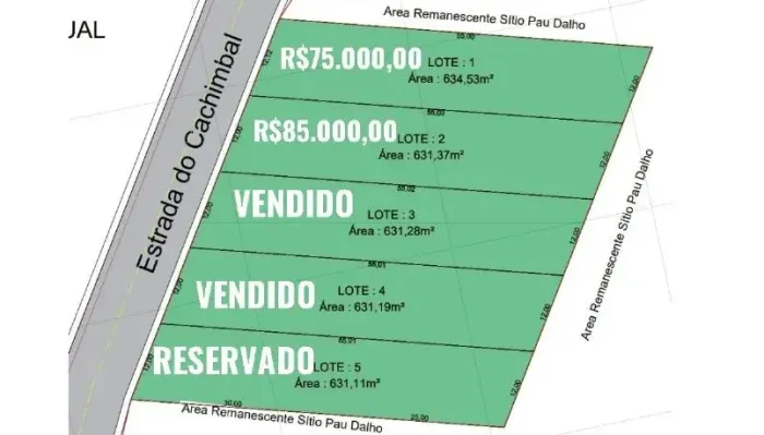 Terrenos em Arrozal com 630 m² em Jardim Amália II - Piraí - Rio de Janeiro