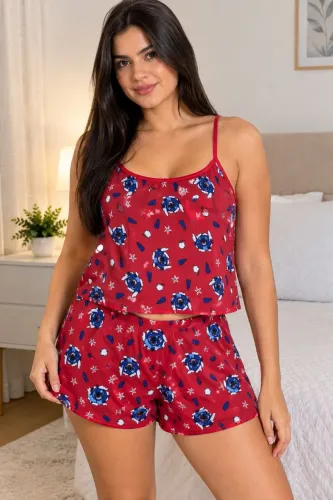 Pijama Baby Doll Stich Vermelho Único