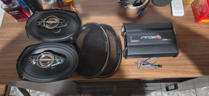 Kit alto falantes pioneer 6x9 TS-A6998s + módulo stetsom IR800.4 800w
