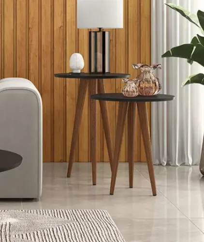 Conjunto de Mesas Laterais Slim - Marcos Móveis
