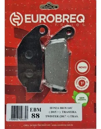 Pastilha De Freio Tras Honda Bros 160c Twister Eurobreq
