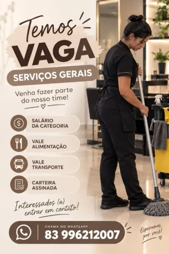 VAGA DE EMPREGO SERVIÇOS GERAIS