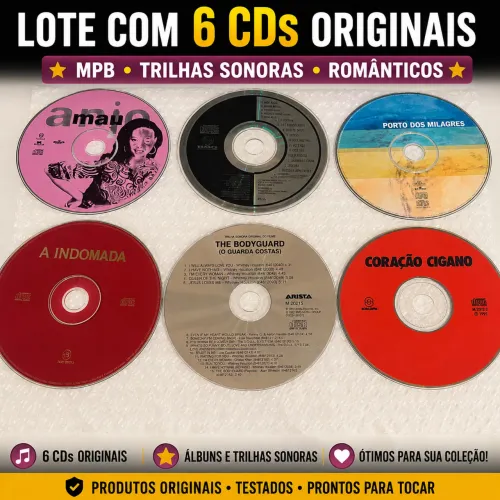 LOTE COM 6 CDs ORIGINAIS ? MPB ? TRILHAS SONORAS ? ROMÂNTICOS ?