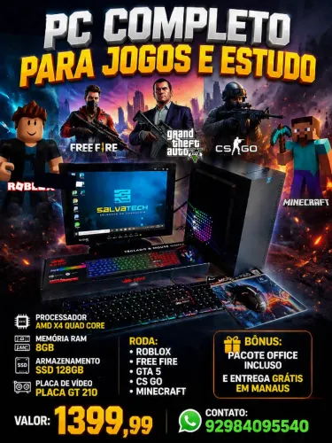 PC COMPLETO PARA JOGOS E ESTUDOS