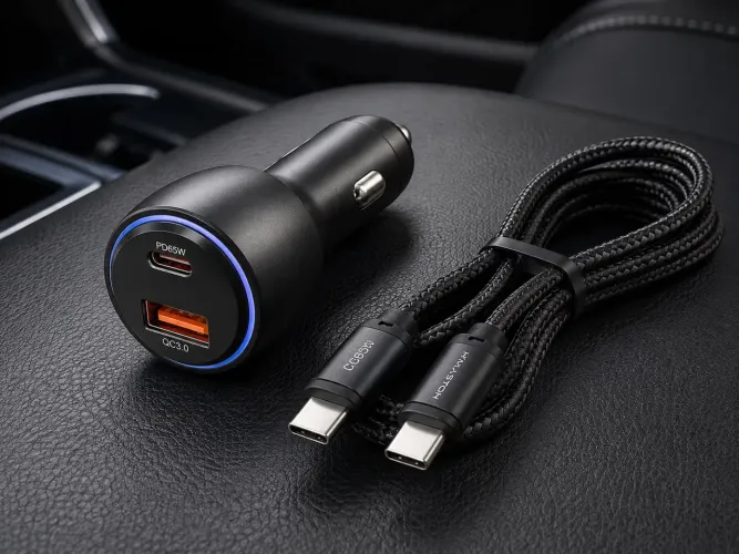 Carregador Veicular 87,5W com Cabo Tipo-C para Tipo-C