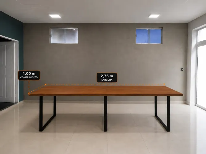 Mesa de MDF Projetada 2,75m - Design Moderno com Estrutura Metálica