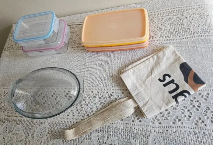 Potes de Vidro + Potes Tupperware + Assadeira de Vidro Marinex
