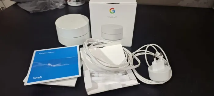 Google WIFI na caixa com manual roteadores tecnologia mesh sem pontos cegos de internet