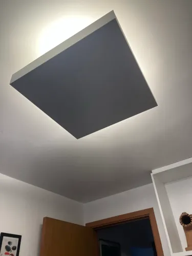 2 Lustres Pendentes Sobrepor Luminária Plafon Luz Indireta 40x40 Estrutura Branco