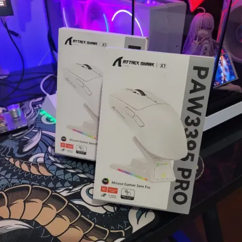 Attack Shark X1 - Mouse Gamer Tri-Mode com Dock Magnético, Sensor PAW3395 PRO (cor preta)