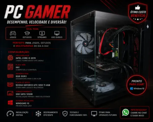 Computador Gamer i5 + 1050 ti 4GB