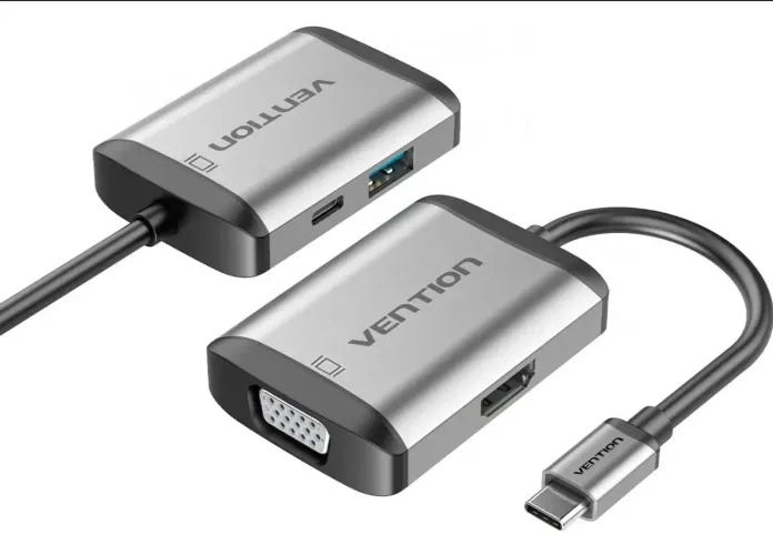 Hub USB C Vention 4X1 com HDMI e VGA Original!