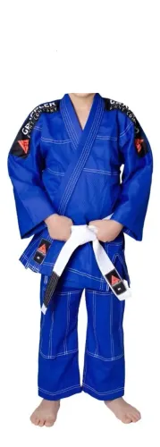 Kimono infantil azul jiu-jitsu, marca Grappler, tamanho M1 7 a 8 anos, com faixa branca