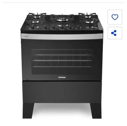 Fogão Itatiaia 5 bocas Itaglass Plus, preto, Bivolt, pouco tempo de uso! Forno excelente!n