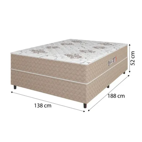 Cama Box Casal Conjugada Ortopédico Espuma cor Branco/Bege