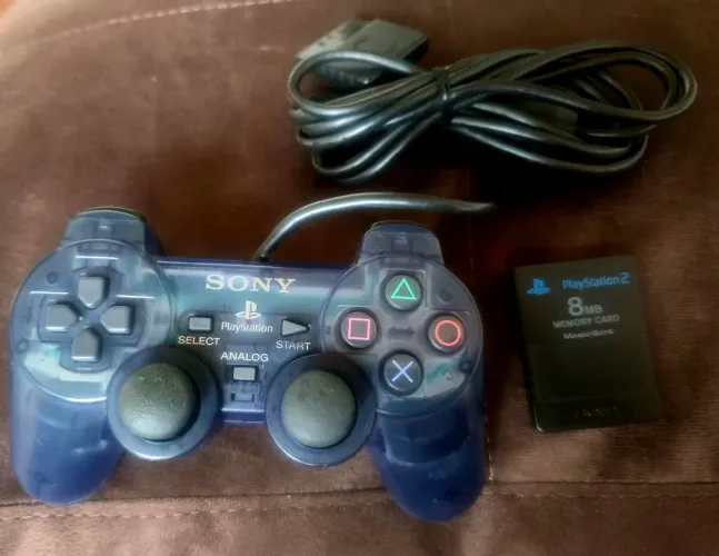 SONY DUALSHOCK 2 OCEAN BLUE - PS2 | AZUL TRANSLÚCIDO + MEMORY CARD ORIGINAL SONY DE BRINDE