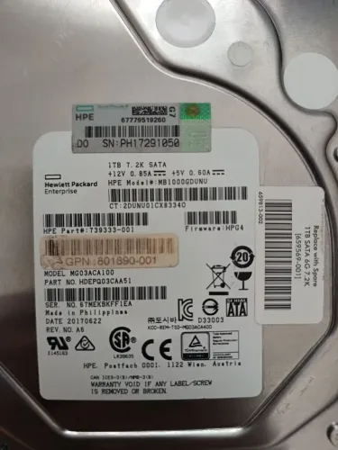 Hd HP 1tb 6gb 7.2k servidor cftv cpu